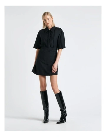 Viscose Blend Mini Dress in Black