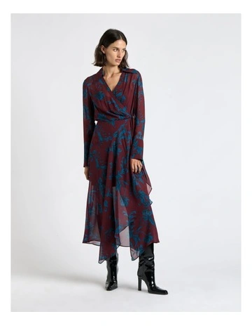 Indigo Ivy Wrap Dress in Merlot