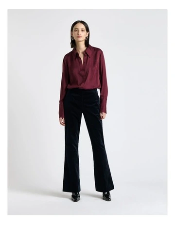 Viscose Blend Satin Shirt in Wine
