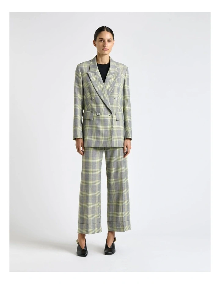 Soft Lime Check Blazer in Multi image 1