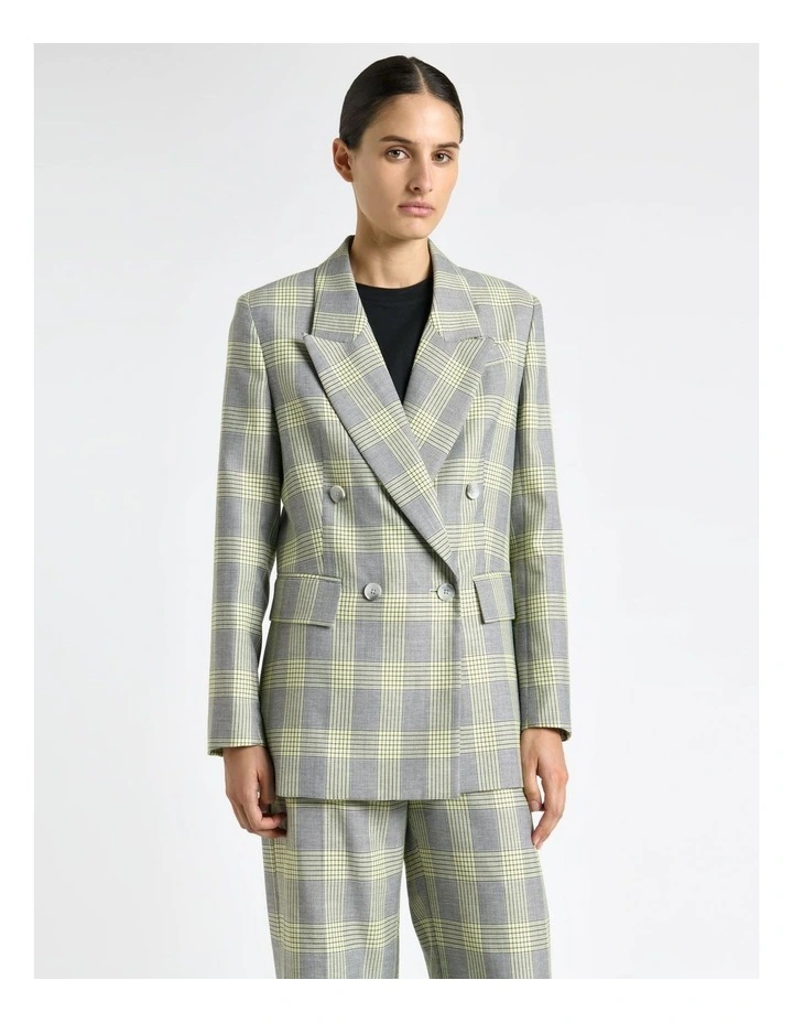 Soft Lime Check Blazer in Multi image 3