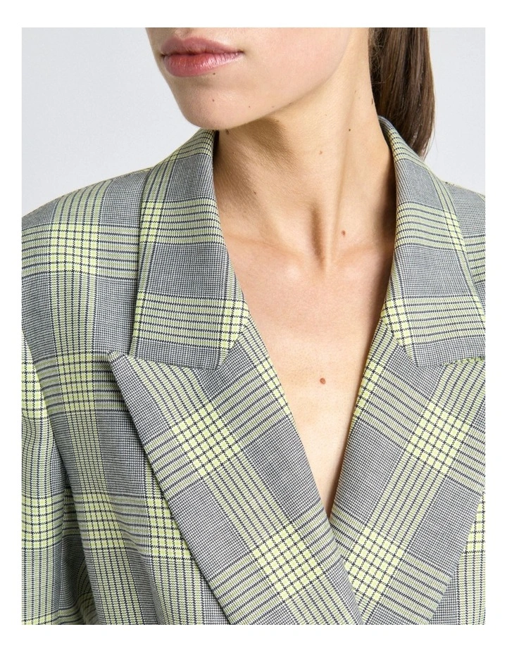 Soft Lime Check Blazer in Multi image 4