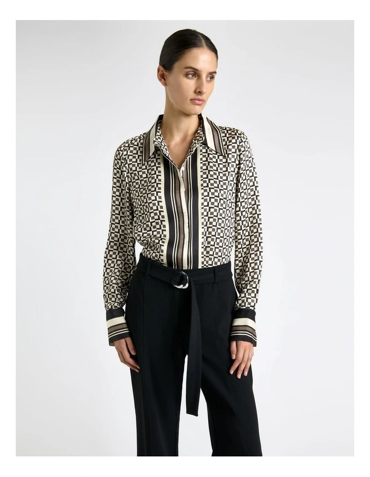 Monochrome Geo Long Sleeve Shirt in Black/White image 3