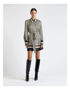 Monochrome Geo Shift Mini Dress in Black/White