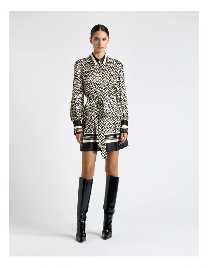 Monochrome Geo Shift Mini Dress in Black/White image 1