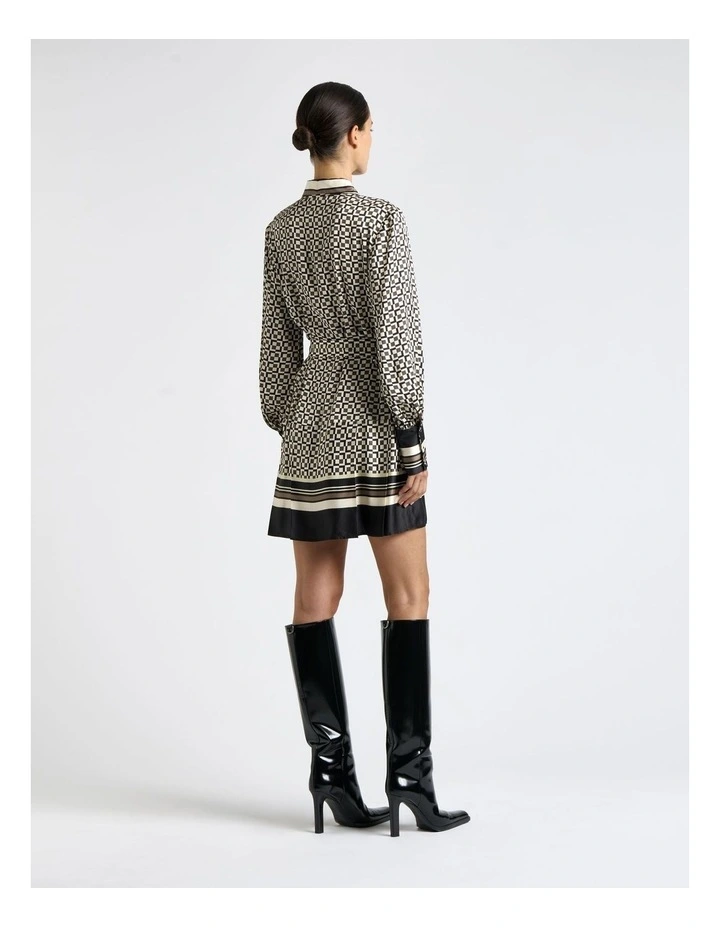 Monochrome Geo Shift Mini Dress in Black/White image 2