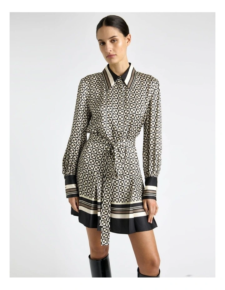 Monochrome Geo Shift Mini Dress in Black/White image 3