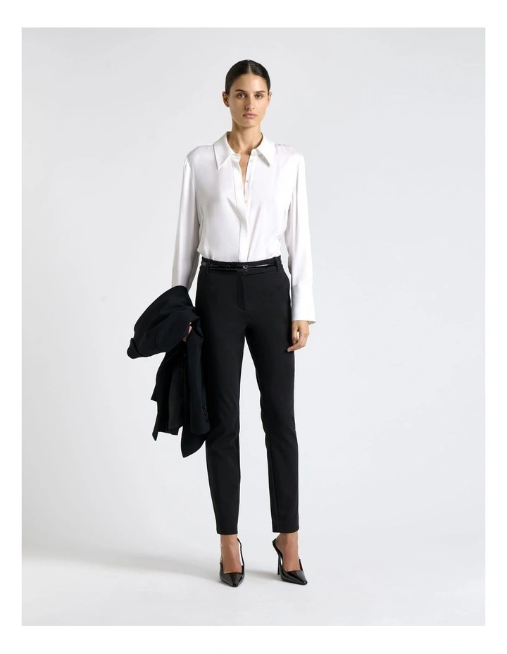 European Stretch Cotton Slim Pant in Black image 1