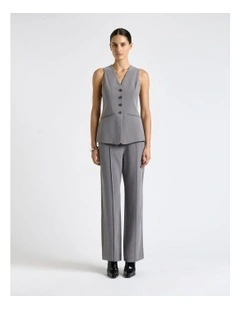 Acetate Stripe Fitted Vest in Oyster