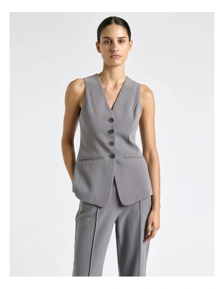 Acetate Stripe Fitted Vest in Oyster image 3