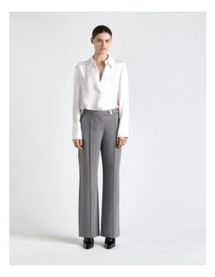 Acetate Pinstripe Straight Leg Pant in Oyster