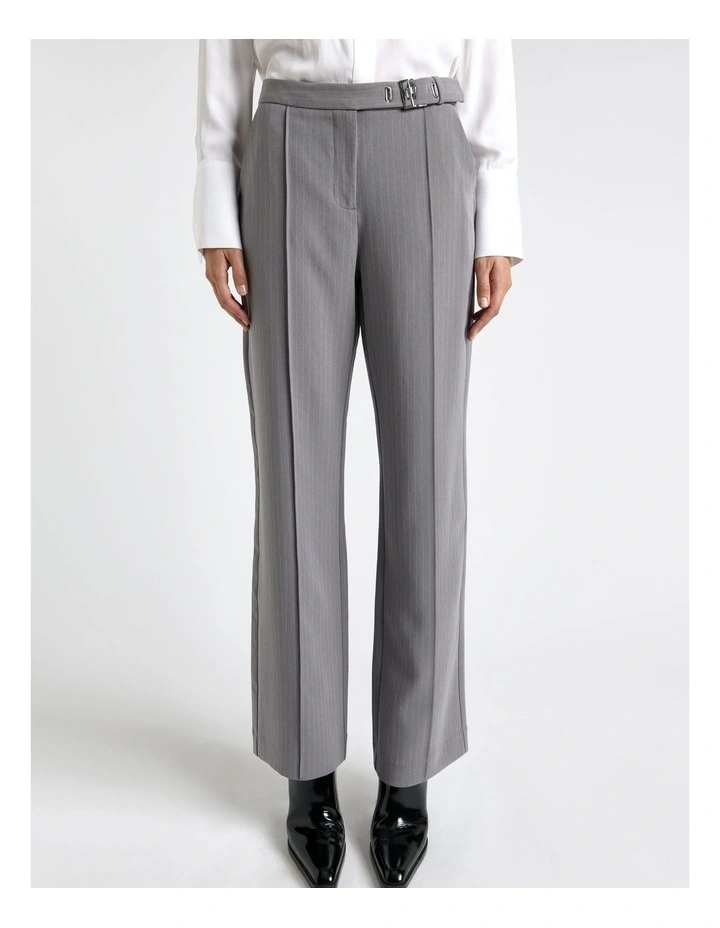Acetate Pinstripe Straight Leg Pant in Oyster image 3