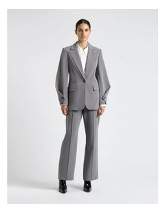 Acetate Stripe Button Sleeve Blazer in Oyster