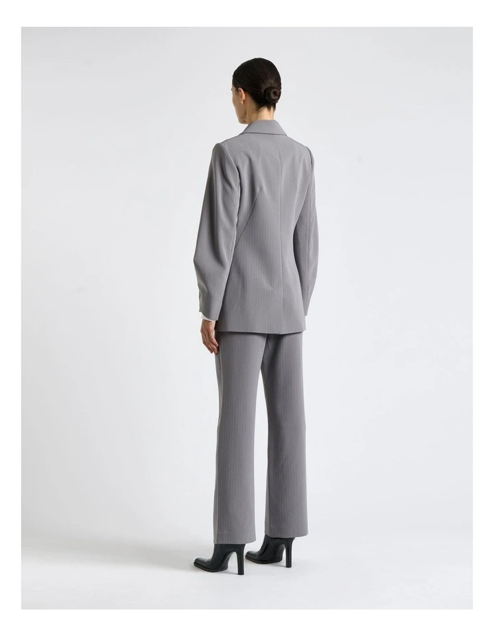 Acetate Stripe Button Sleeve Blazer in Oyster image 2