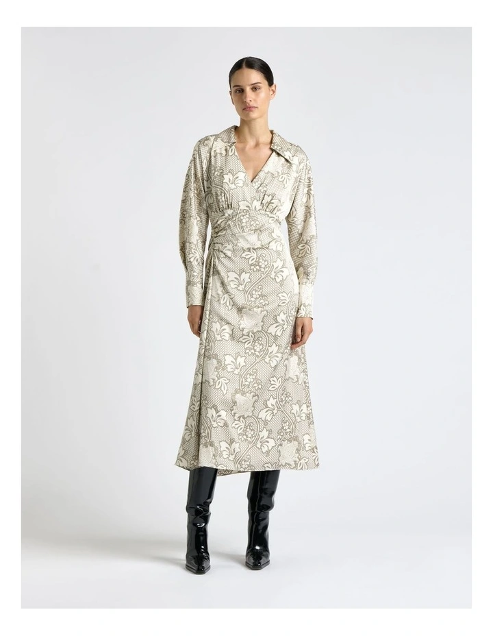 Lattice Chintz Floral Midi Dress in Ivory image 1
