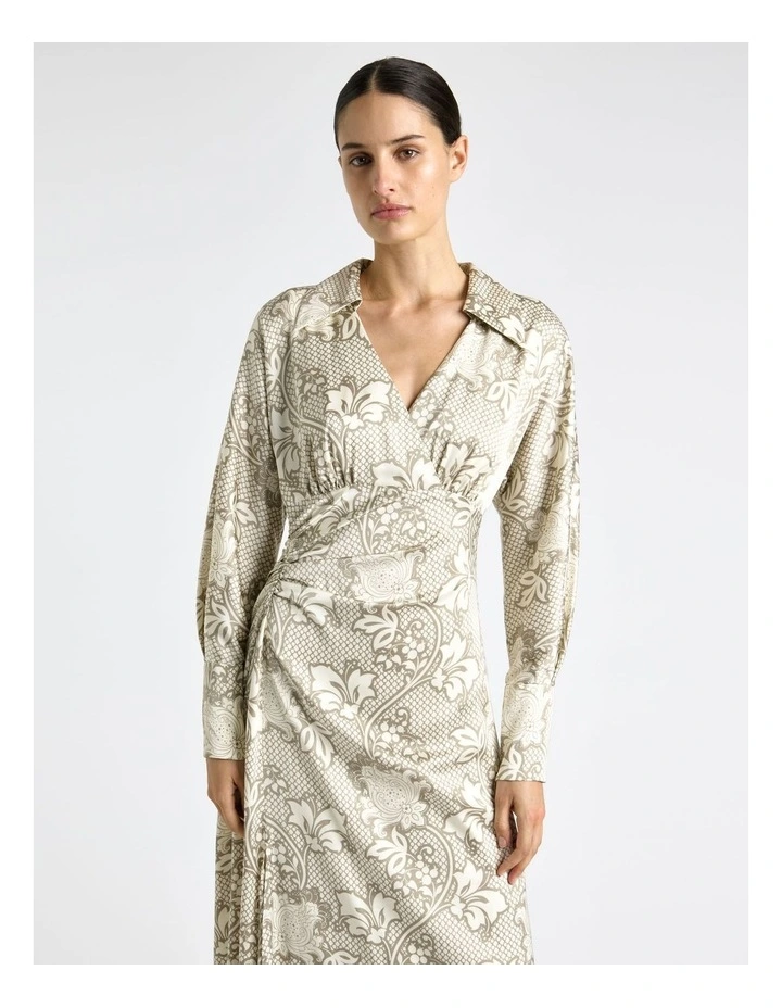 Lattice Chintz Floral Midi Dress in Ivory image 3
