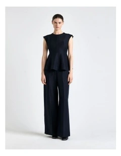 Linen Rayon Peplum Top