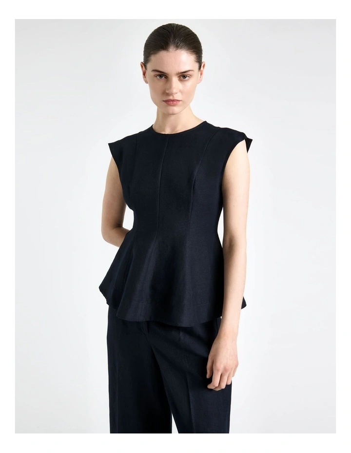 Linen Rayon Peplum Top image 3