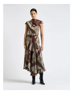 Mocha Chateau Asymmetric Midi Dress