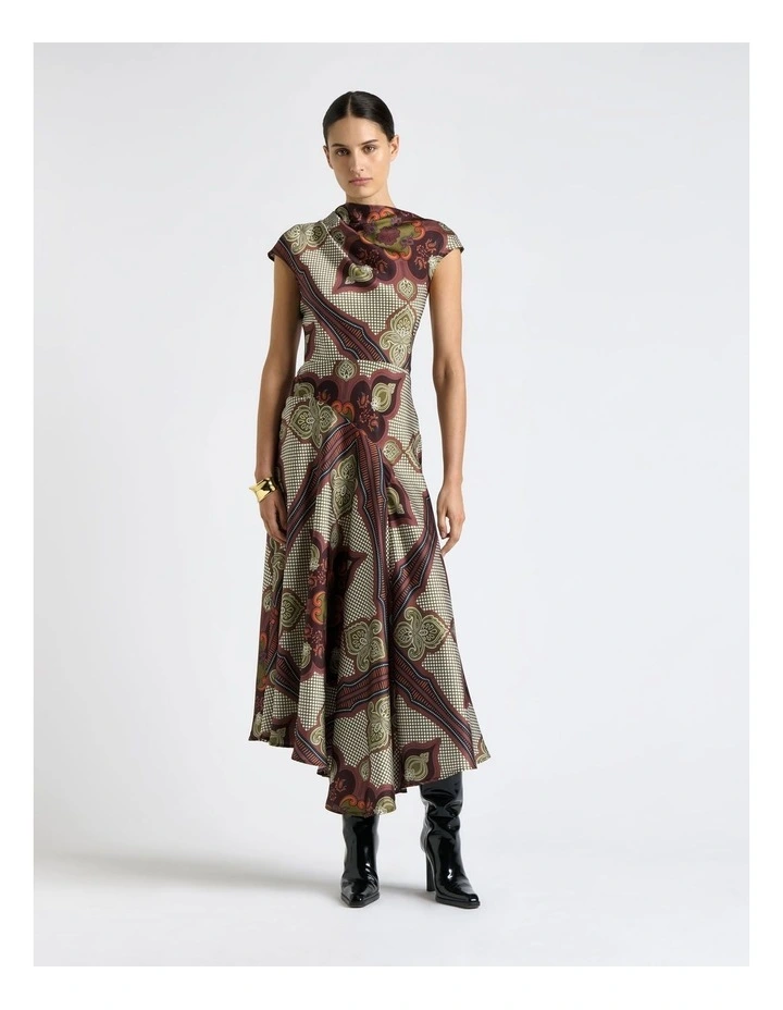 Mocha Chateau Asymmetric Midi Dress image 1