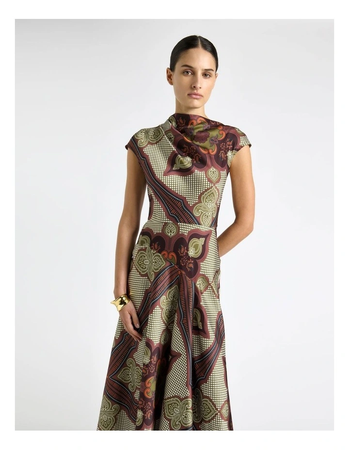 Mocha Chateau Asymmetric Midi Dress image 3