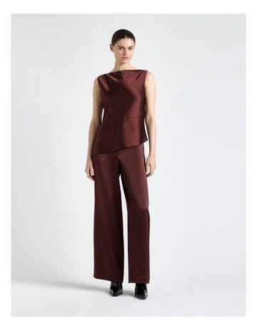 Satin Bind Detail Top in Red