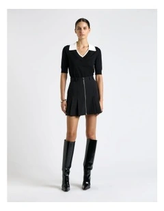 Merino Wool Sweater with Contrast Collar