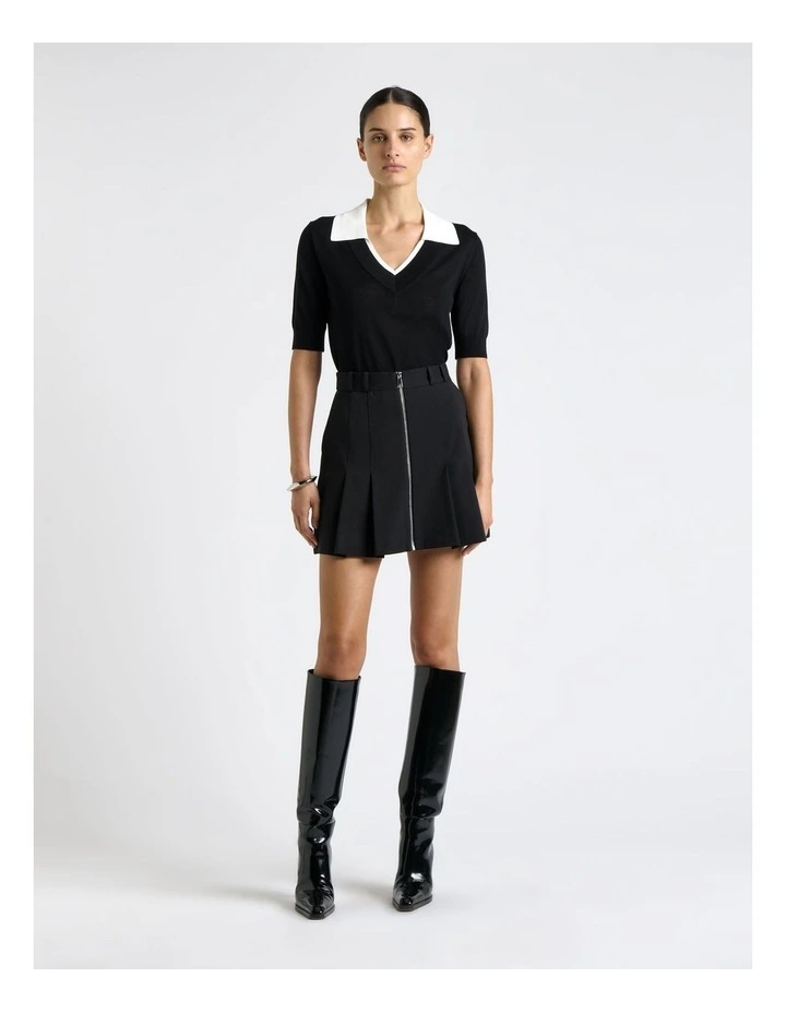 Merino Wool Sweater with Contrast Collar image 1