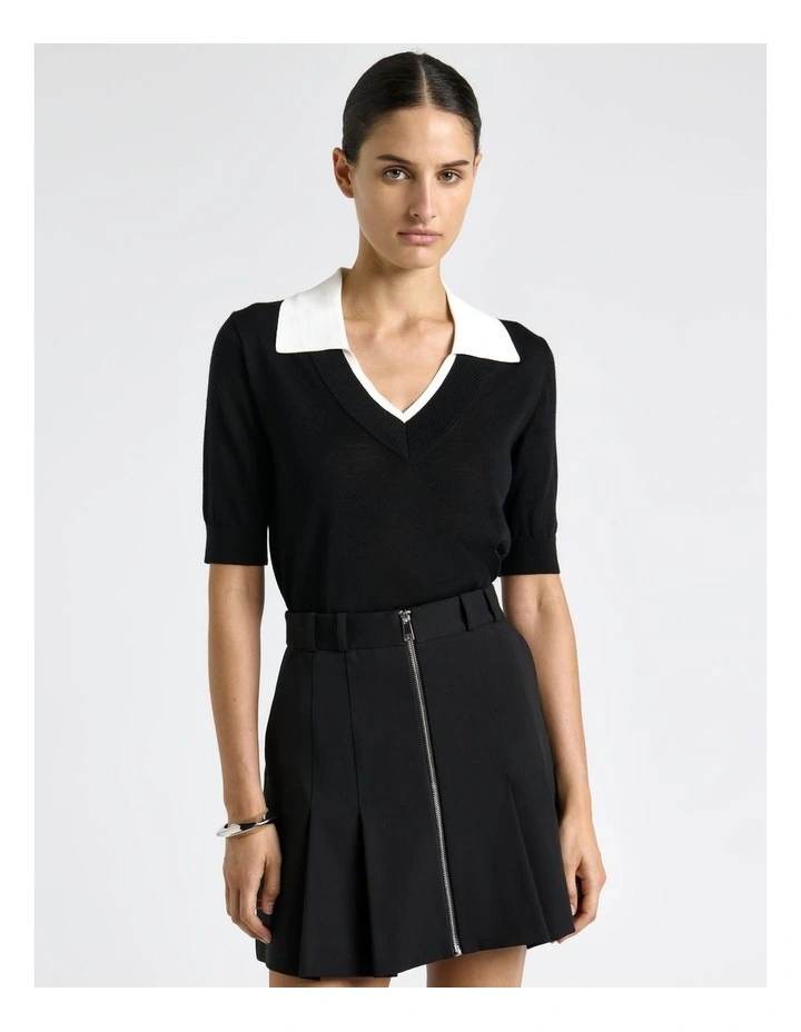 Merino Wool Sweater with Contrast Collar image 3