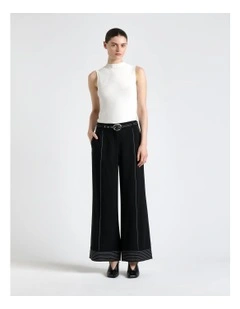 Top Stitched Cropped Pant