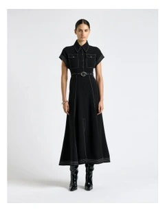 Top Stitched Midi Dress