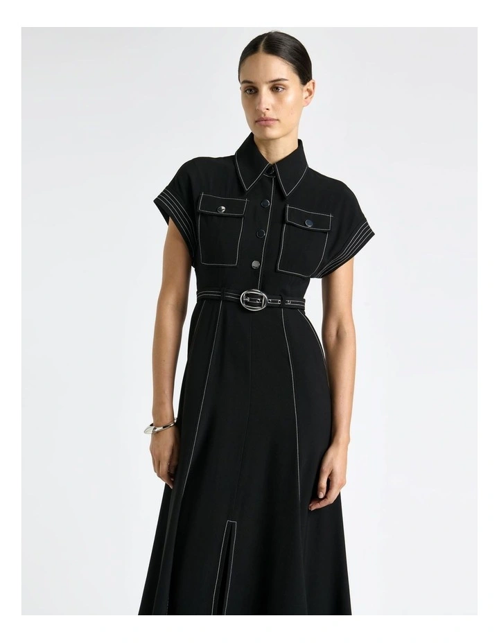 Top Stitched Midi Dress image 3