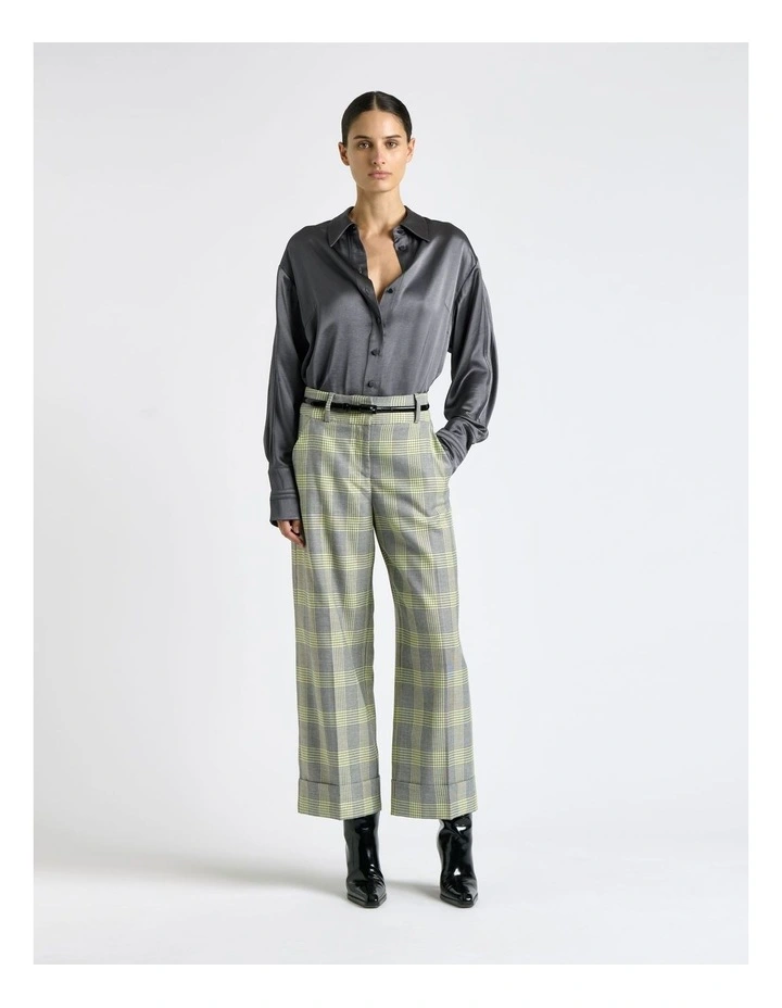 Soft Lime Check Wide Leg Pant image 1
