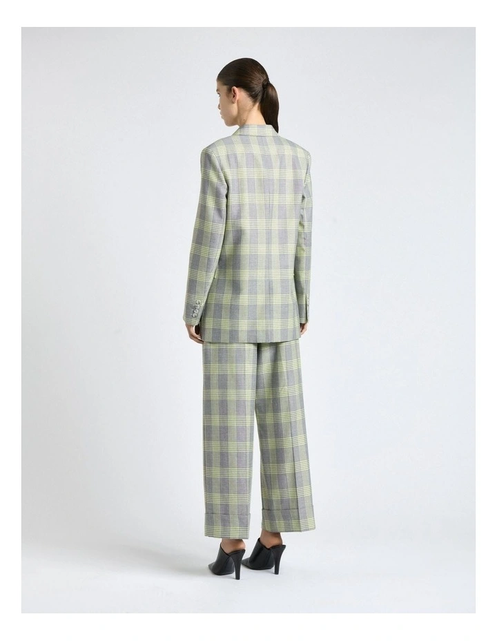 Soft Lime Check Wide Leg Pant in Multi image 2