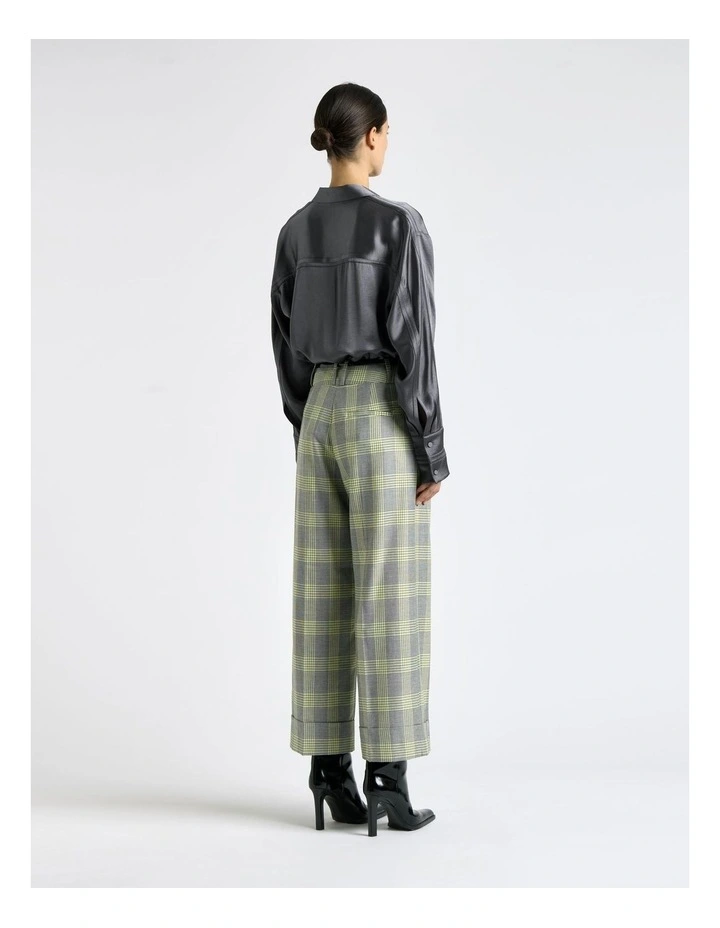 Soft Lime Check Wide Leg Pant image 2