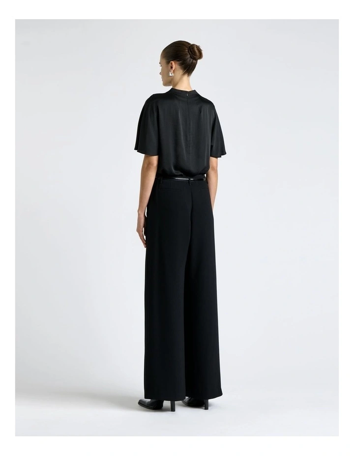 Satin Cowl Neck Top in Black image 2