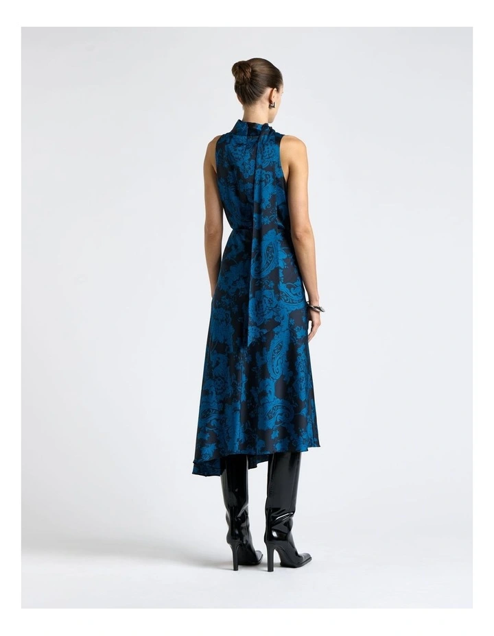 Paisley Stencil Floral Midi Dress in Blue image 2