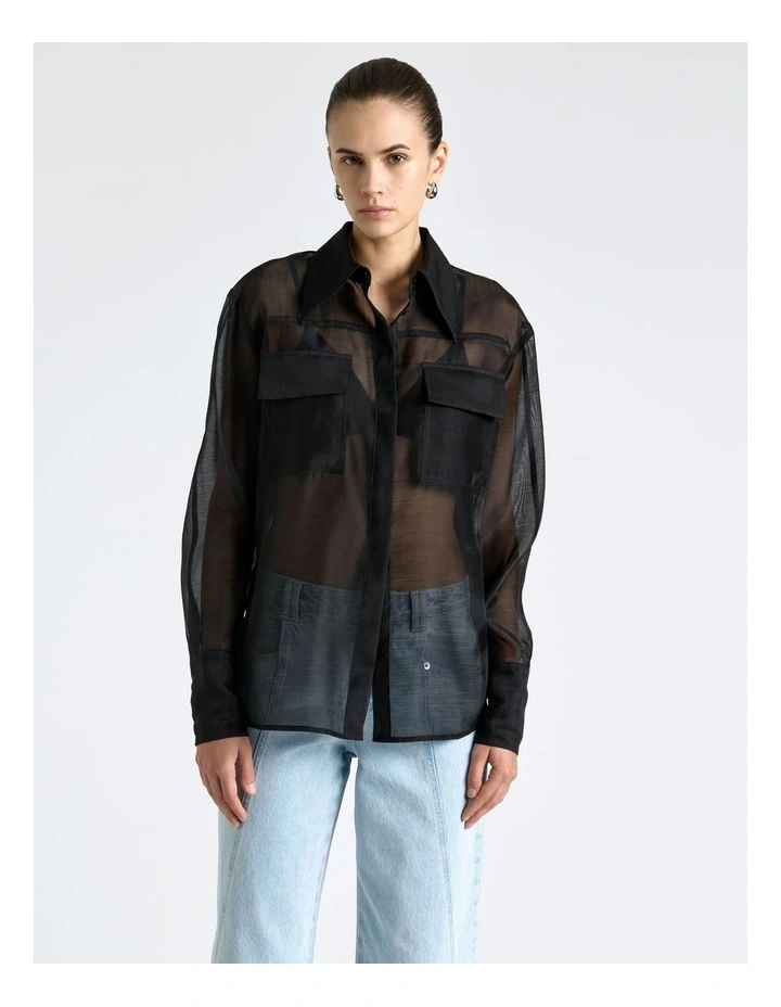 Sheer Organza Shirt in Black image 3