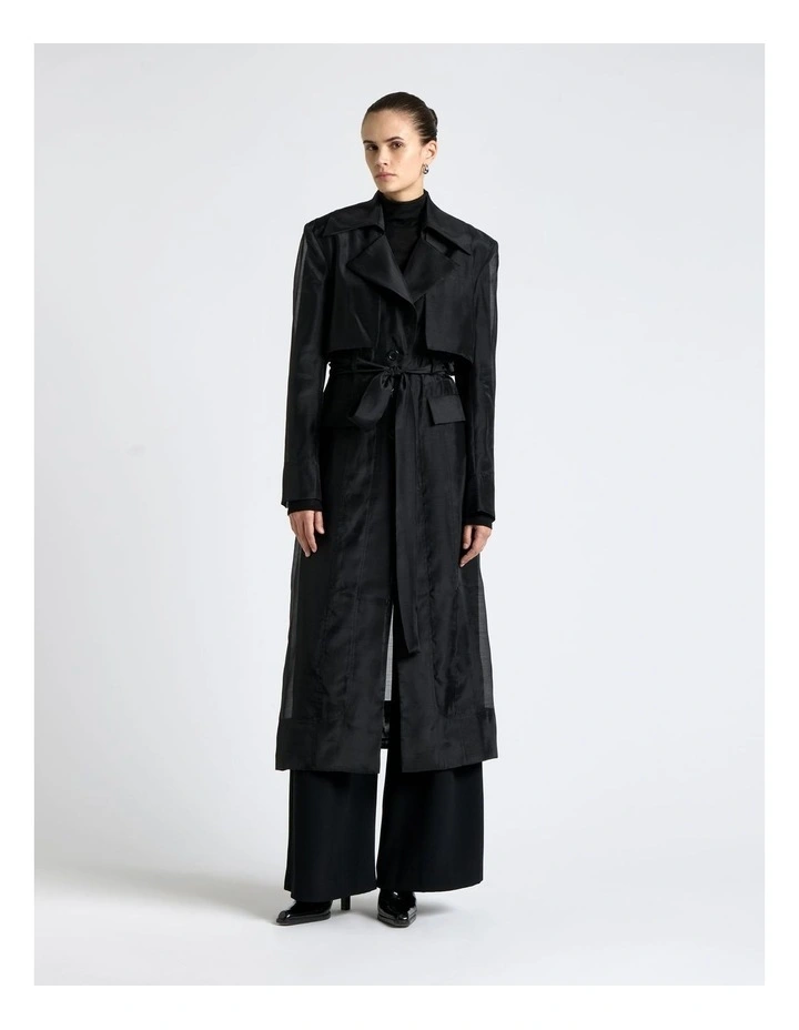Sheer Organza Trench in Black image 1