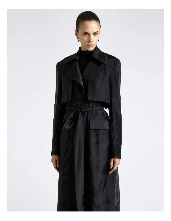 Sheer Organza Trench in Black image 3