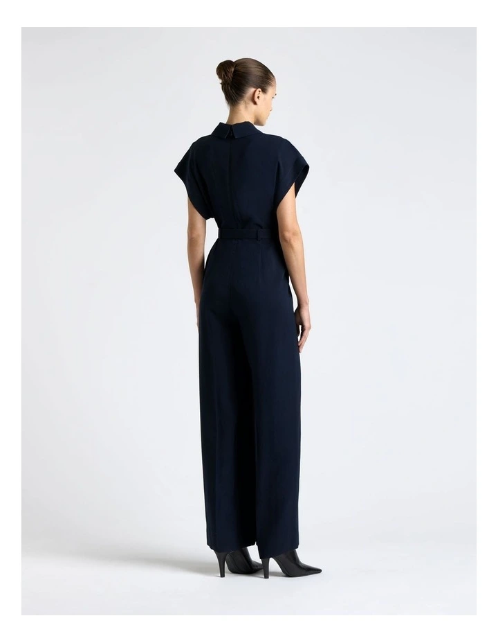 Viscose Twill Wide Leg Jumpsuit in Blue image 2