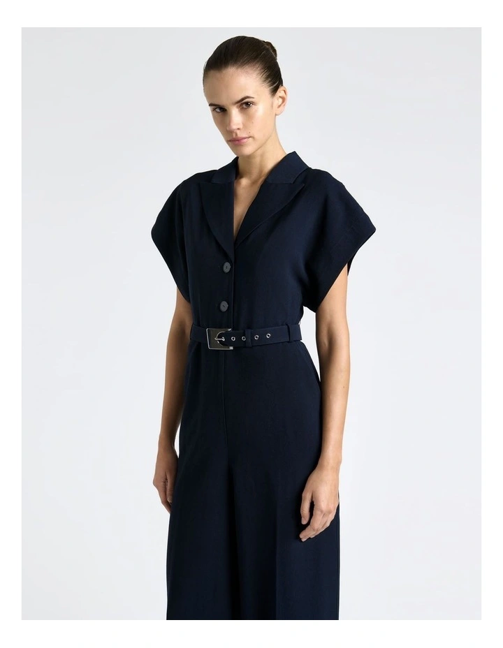 Viscose Twill Wide Leg Jumpsuit in Blue image 3