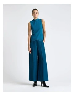 Diagonal Ribbed Knit Tank in Teal