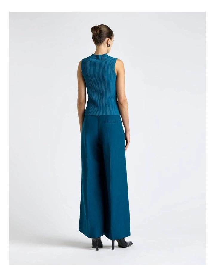 Diagonal Ribbed Knit Tank in Teal image 2
