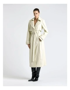 Snake Embossed Trench Coat in Cream