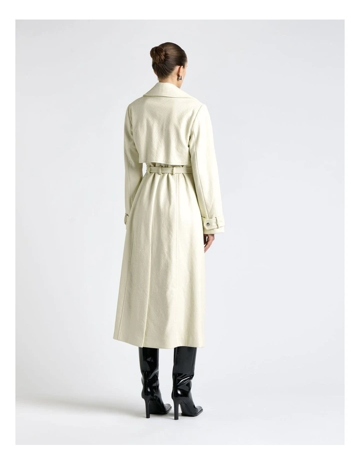 Snake Embossed Trench Coat in Cream image 2