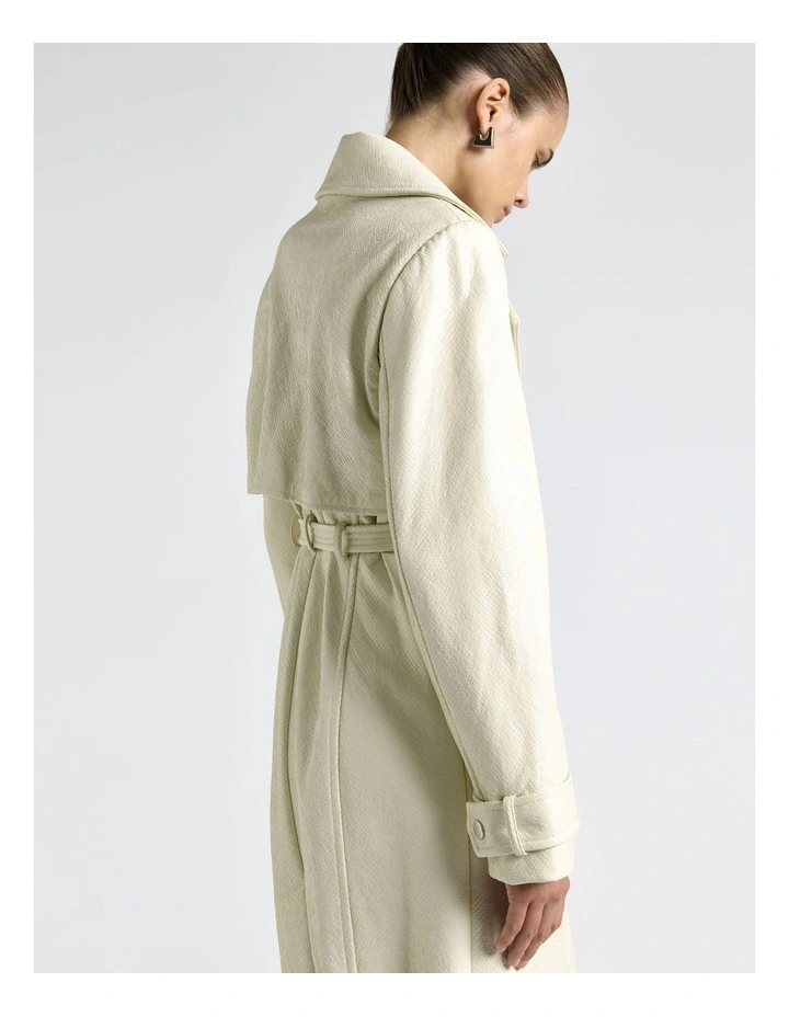 Snake Embossed Trench Coat in Cream image 4