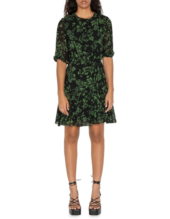 Ivy Floral Blouson Sleeve Dress Black