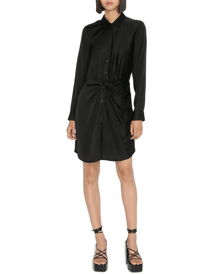 Satin Twist Front Shirt Dress