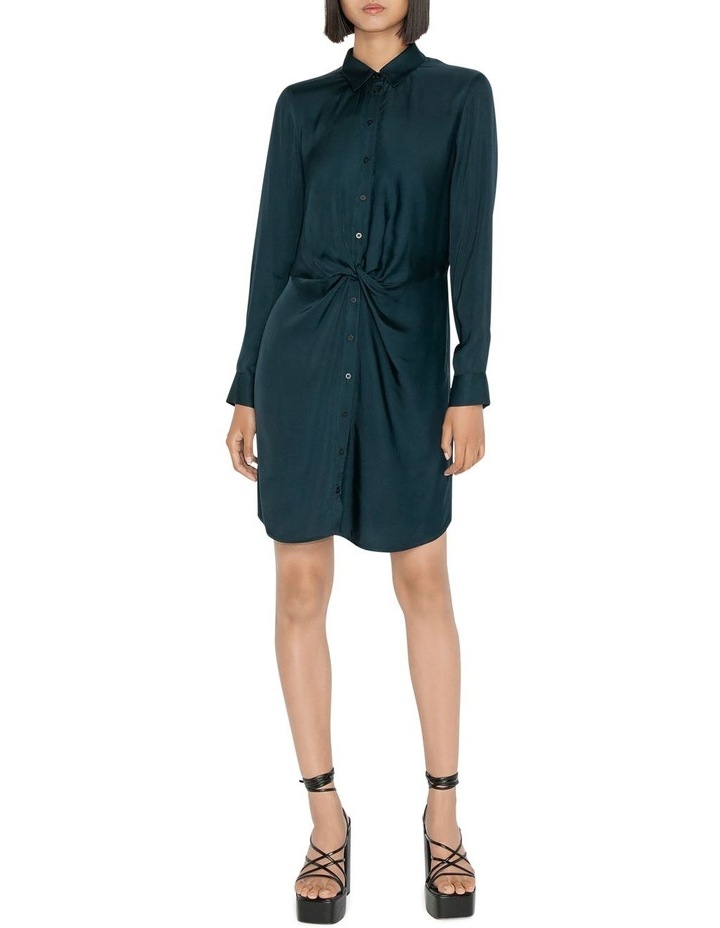 Satin Twist Front Shirt Dress